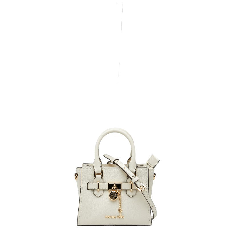 マイケルコース HAMILTON サッチェル ミニ ショルダーバッグ ハンドバッグ 2WAY ホワイト ゴールド レザー レディース Michael Kors 【中古】