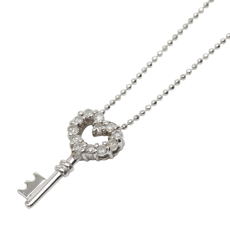 K18WG ホワイトゴールド ダイヤ0.12ct キー 鍵モチーフ ネックレス レディース 【中古】
