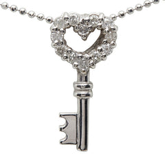 K18WG ホワイトゴールド ダイヤ0.12ct キー 鍵モチーフ ネックレス レディース 【中古】