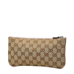 グッチ GGキャンバス パパガッロ オウム ポーチ ベージュ ピンク キャンバス レザー レディース GUCCI 【中古】
