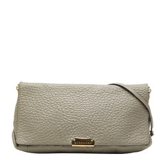 バーバリー チェーン ショルダーバッグ グレー レザー レディース BURBERRY 【中古】