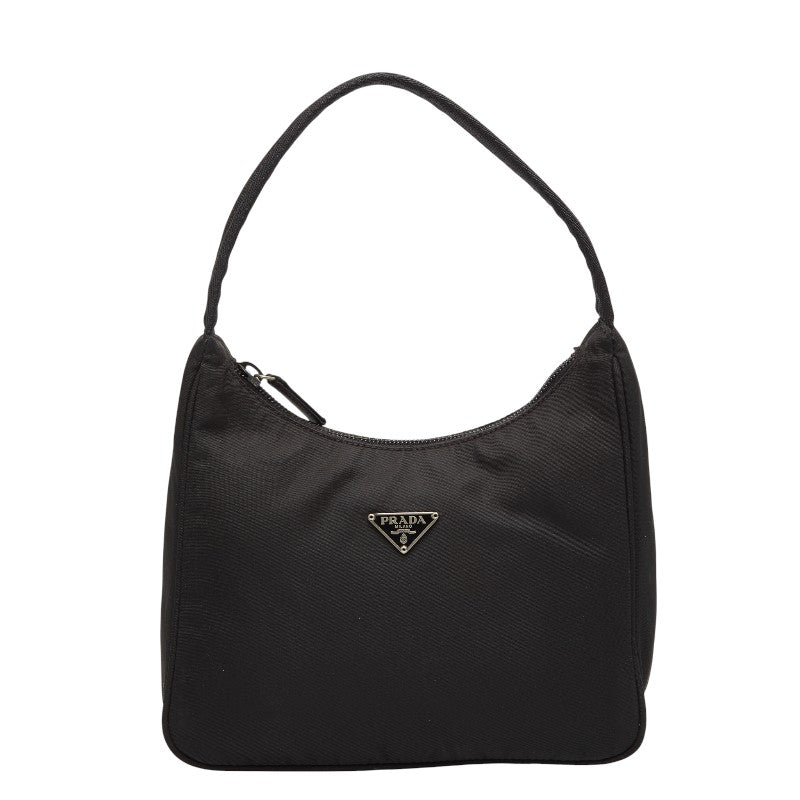 プラダ 三角ロゴプレート ミニハンドバッグ ブラック ナイロン レディース PRADA 【中古】