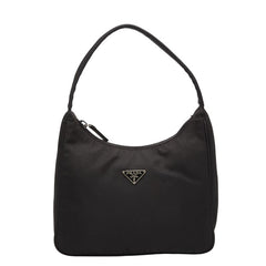 プラダ 三角ロゴプレート ミニハンドバッグ ブラック ナイロン レディース PRADA 【中古】
