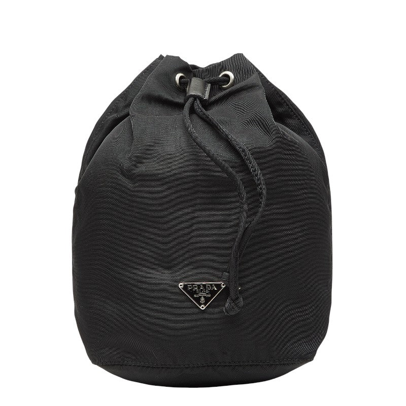 プラダ 三角ロゴプレート ポーチ ブラック ナイロン レディース PRADA 【中古】