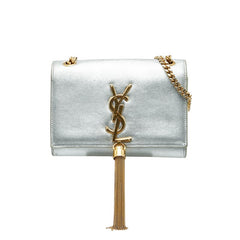 サンローラン モノグラム ケイト チェーン ショルダーバック 354120 シルバー ゴールド レザー レディース SAINT LAURENT 【中古】