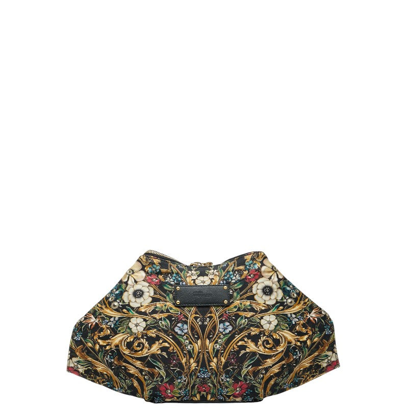 アレキサンダーマックイーン フラワープリント クラッチバッグ ブラック マルチカラー ナイロン レザー レディース Alexander McQueen 【中古】