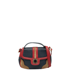 バリー ショルダーバッグ ネイビー レッド ブラウン レザー スウェット レディース BALLY 【中古】