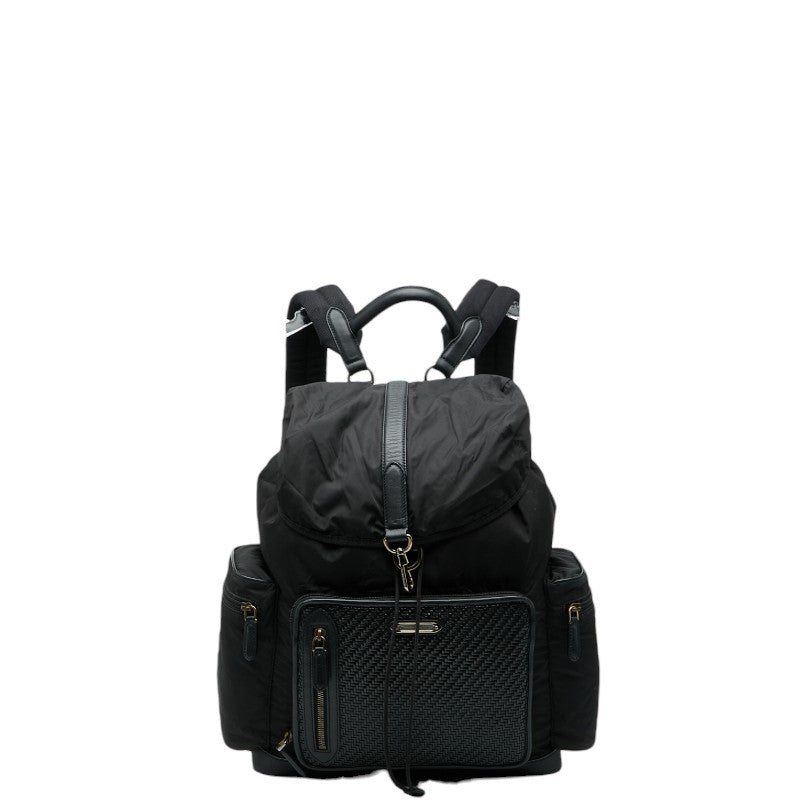 ゼニア リュック バックパック ブラック ナイロン レザー レディース Zegna 【中古】