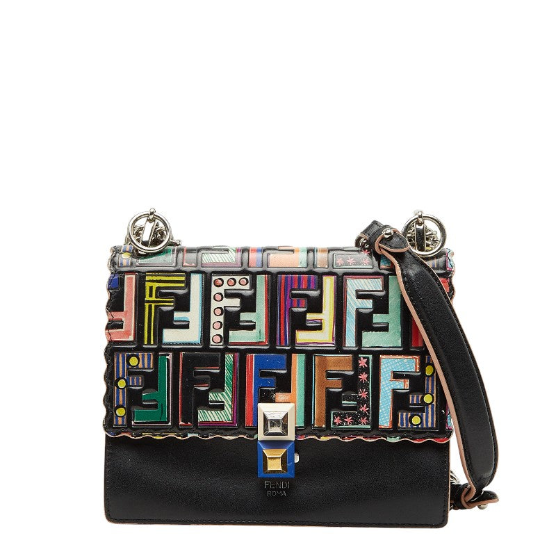 フェンディ キャナイ ミニ チェーン ショルダーバッグ 8M0381 ブラック マルチカラー レザー レディース FENDI 【中古】
