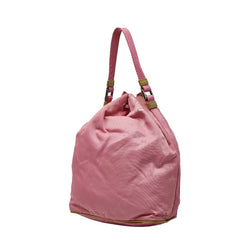 プラダ 三角ロゴプレート ハンドバッグ ポーチ ピンク グレー ナイロン レディース PRADA 【中古】