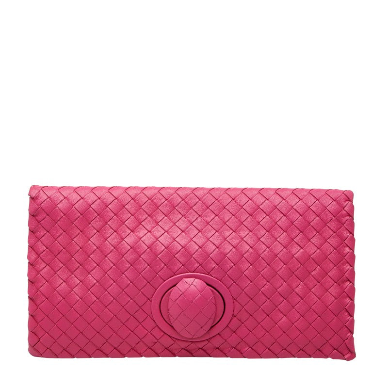 ボッテガヴェネタ イントレチャート クラッチバッグ ピンク レザー レディース BOTTEGAVENETA 【中古】