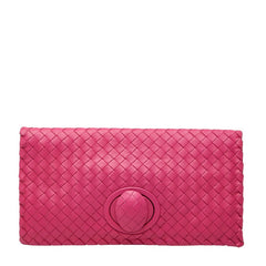 ボッテガヴェネタ イントレチャート クラッチバッグ ピンク レザー レディース BOTTEGAVENETA 【中古】
