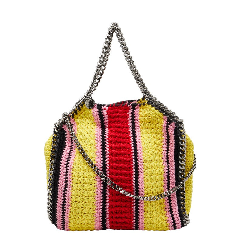 ステラマッカートニー ファラベラ ストライプコットンクロシェ チェーン ショルダーバッグ イエロー レッド ブラック コットン レディース Stella McCartney 【中古】