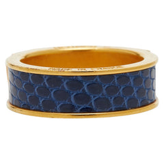 エルメス ケリー カデナ モチーフ スカーフリング ゴールド ネイビー メッキ レザー レディース HERMES 【中古】