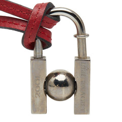 エルメス カデナ H 未知なる地球の美を求めて 2001 ネックレス シルバー レッド メタル レザー レディース HERMES 【中古】