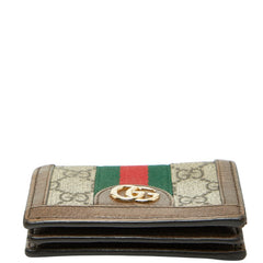 グッチ GGスプリーム オフィディア 二つ折り財布 523155 ベージュ ブラウン PVC レザー レディース GUCCI 【中古】