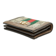 グッチ GGスプリーム オフィディア 二つ折り財布 523155 ベージュ ブラウン PVC レザー レディース GUCCI 【中古】