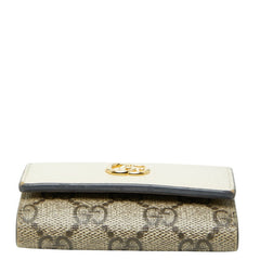 グッチ GGスプリーム GGマーモント 6連 キーケース 456118 ベージュ ホワイト PVC レザー レディース GUCCI 【中古】