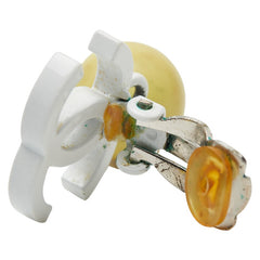 シャネル ココマーク イヤリング スイング ホワイト イエロー プラスチック レディース CHANEL 【中古】