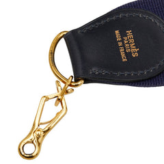 エルメス ショルダーストラップ ネイビー キャンバス レザー レディース HERMES 【中古】