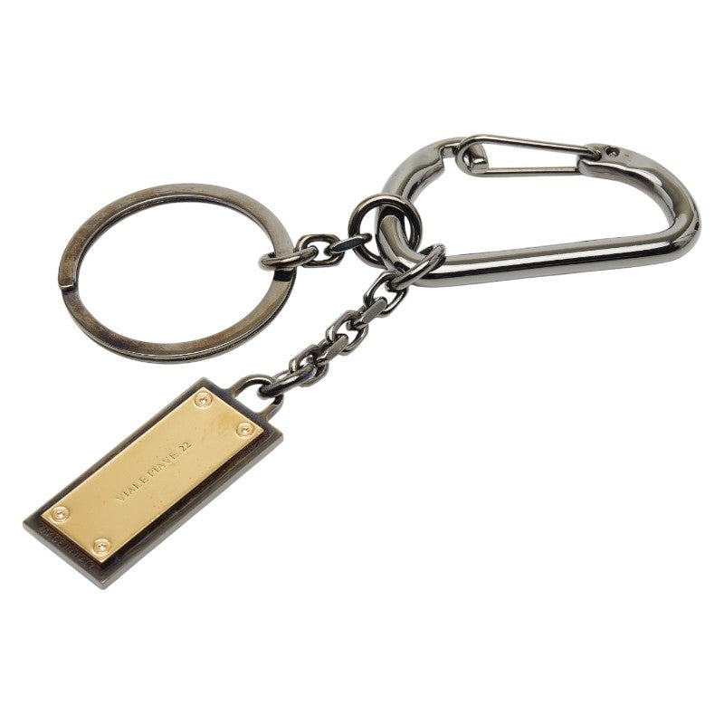 ドルチェアンドガッバーナ ロゴプレート キーホルダー バッグチャーム ブラック ゴールド メッキ メンズ DOLCE&GABBANA 【中古】