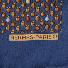 エルメス カレ45 プチカレ ハンカチ ブルー マルチカラー シルク レディース HERMES 【中古】