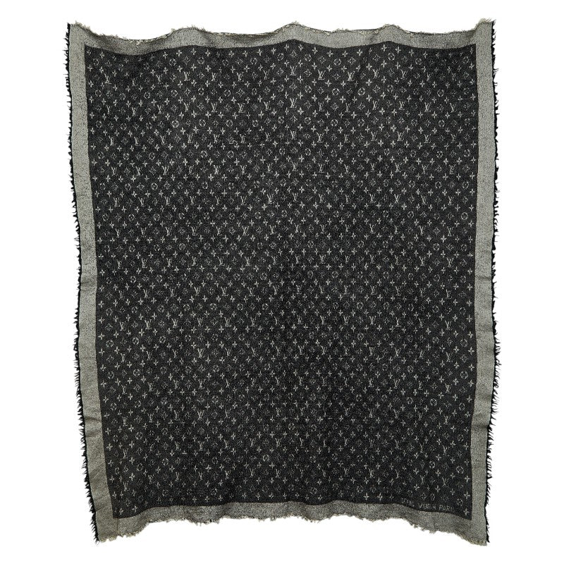 ルイ ヴィトン モノグラム スカーフ ブラック グレー シルク ウール レディース LOUIS VUITTON 【中古】