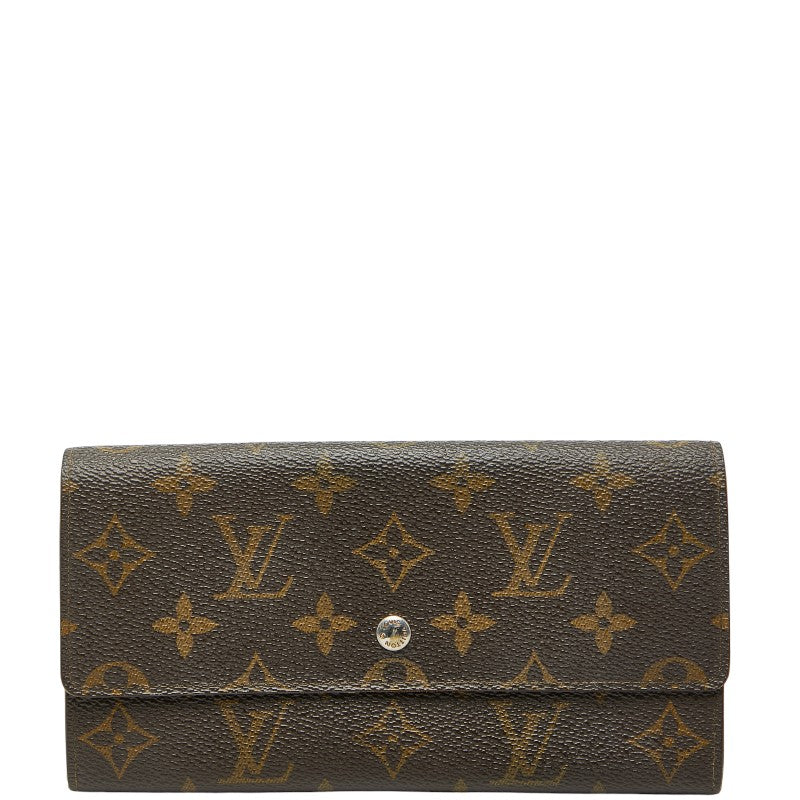 ルイ ヴィトン モノグラム ポシェット ポルトモネ クレディ 長財布 M61723 ブラウン PVC レザー レディース LOUIS VUITTON 【中古】