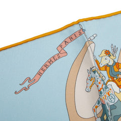 エルメス カレ90 ACADEMIA HIPPICA スカーフ ライトブルー マルチカラー レディース HERMES 【中古】