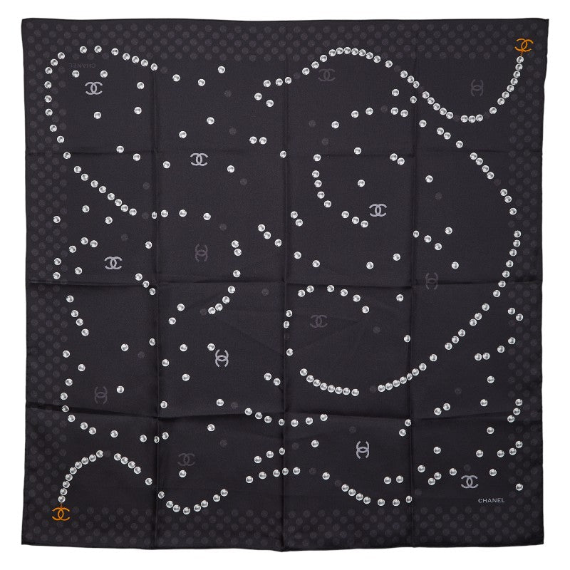 シャネル ココマーク パール柄 スカーフ ブラック マルチカラー レディース CHANEL 【中古】