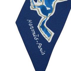 エルメス ツイリー CHEVAUX EN LIBERTE 自由の馬 スカーフ ブルー マルチカラー レディース HERMES 【中古】