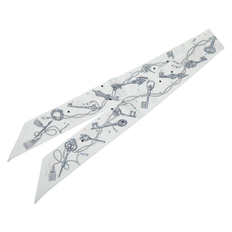 エルメス ツイリー LES CLES A POIS スカーフ ホワイト マルチカラー レディース HERMES 【中古】