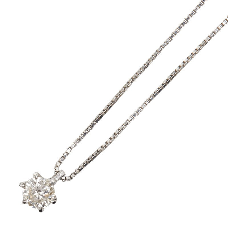 Pt850 プラチナ Pt900 プラチナ ダイヤ0.35ct 1P プチ ペンダントネックレス レディース 【中古】