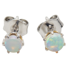 K18WG ホワイトゴールド オパール スタッドピアス レディース 【中古】