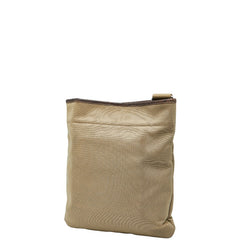 プラダ ロゴ 斜め掛け ショルダーバッグ カーキ ブラウン キャンバス レザー レディース PRADA 【中古】