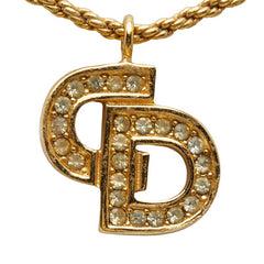 ディオール CDロゴ ラインストーン ネックレス ゴールド メッキ レディース Dior 【中古】