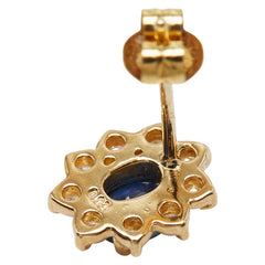 K18YG イエローゴールド サファイア ダイヤ0.18ct スタッドピアス レディース 【中古】