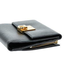 サルヴァトーレフェラガモ ガンチーニ がま口 二つ折り財布 AQ-228593 ブラック レザー レディース Salvatore Ferragamo 【中古】