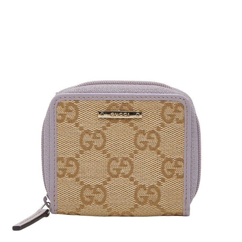 グッチ GGキャンバス コインケース 小銭入れ 115255 ベージュ パープル キャンバス レザー レディース GUCCI 【中古】