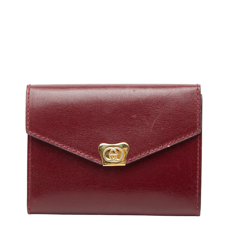グッチ 手帳カバー 031 379 4328 ワインレッド ボルドー レザー レディース GUCCI 【中古】