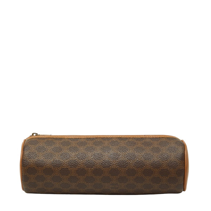 セリーヌ マカダム ポーチ ブラウン PVC レザー レディース CELINE 【中古】