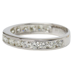 Pt900 プラチナ ダイヤ1.00ct ハーフエタニティ リング 指輪 レディース 10号 【中古】