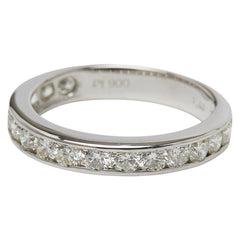 Pt900 プラチナ ダイヤ1.00ct ハーフエタニティ リング 指輪 レディース 10号 【中古】