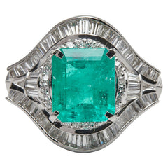 Pt900 プラチナ エメラルド4.23ct ダイヤ1.923ct リング 指輪 レディース 13.5号 【中古】
