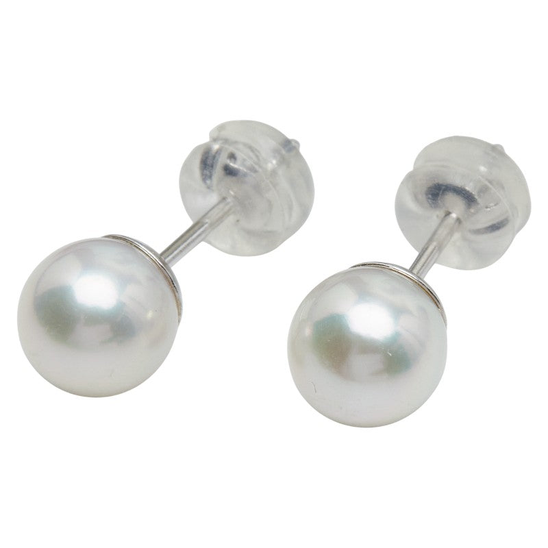 K14WG ホワイトゴールド アコヤパール6.5～6.6mm ピアス レディース 【中古】