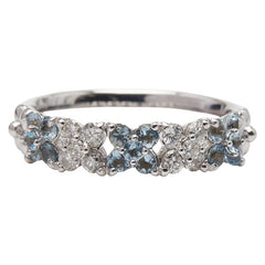 K18WG ホワイトゴールド アクアマリン0.46ct ダイヤ0.30ct リング 指輪 レディース 12号 【中古】