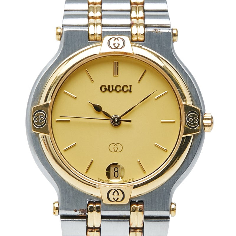 グッチ 腕時計 9000M クオーツ ゴールド文字盤 ステンレススチール メッキ メンズ GUCCI 【中古】