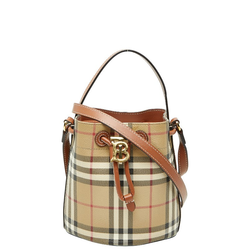 バーバリー ノバチェック TBロゴ ハンドバッグ ショルダーバッグ 2WAY ベージュ マルチカラー PVC レザー レディース BURBERRY 【中古】