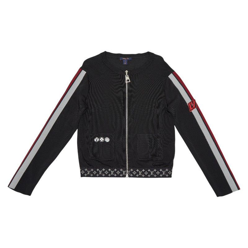 ルイ ヴィトン LVロゴ ジップアップブルゾン サイズS ブラック マルチカラー レーヨン シルク ポリエステル レディース LOUIS VUITTON 【中古】