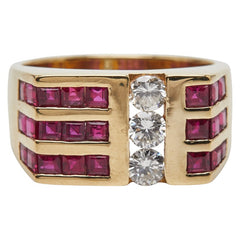 K18YG イエローゴールド ルビー1.58ct ダイヤ0.27ct リング 指輪 レディース 12号 【中古】